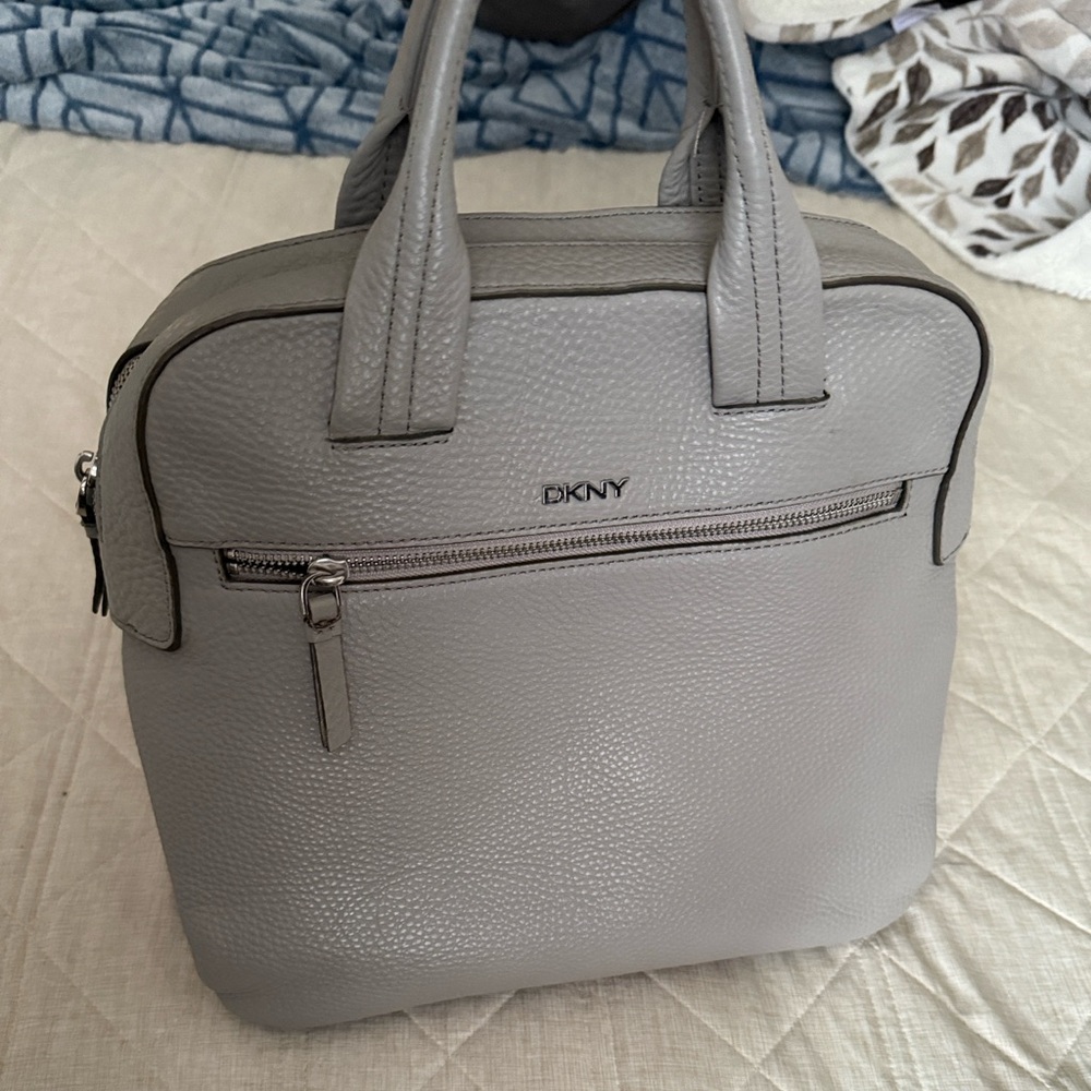 DKNY Textured Gray Laptop Bag